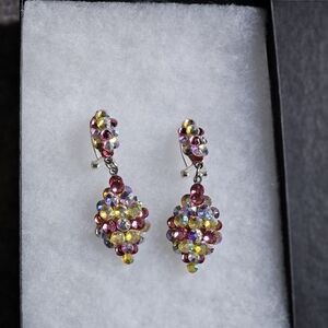 LJCustom pink yellow and clear 2" earrings